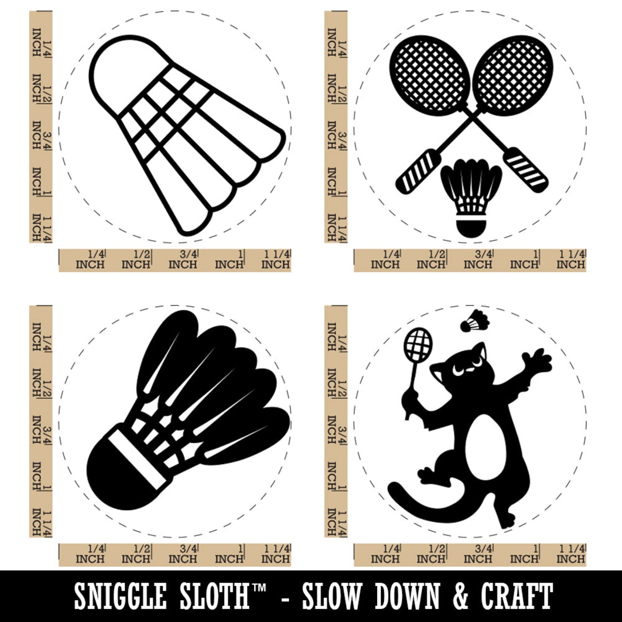 Badminton Sport Birdy Shuttlecock Racquets Rackets Rubber Stamp Set for Stamping Crafting Planners